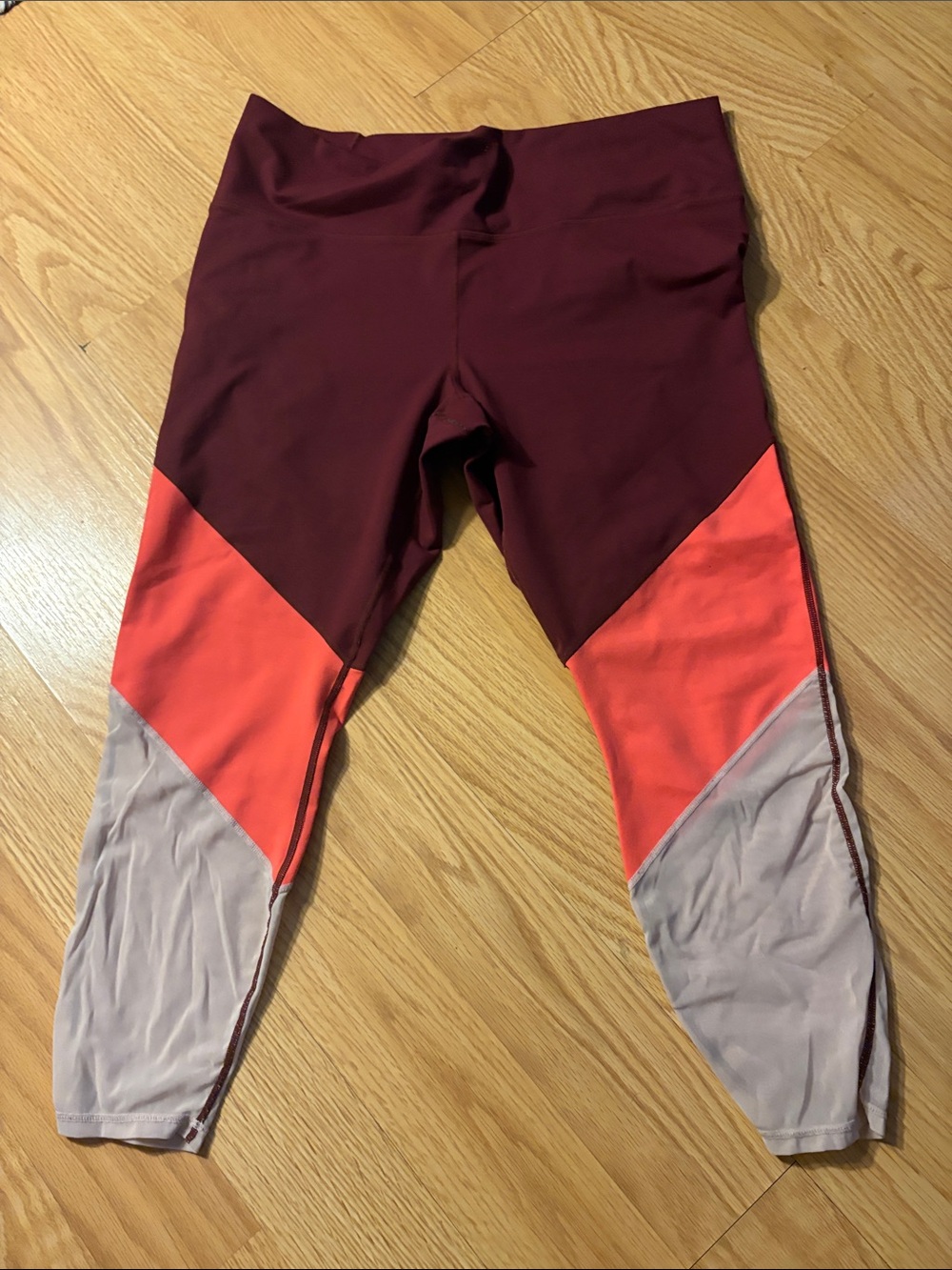 Fabletics Colorblock Active Leggings - Burgundy, Coral & Light Pink Size 2x